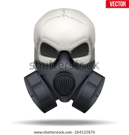 Human skull with Respirator mask. Vector isolated white background