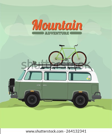 Vintage bus in mountain