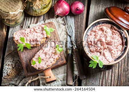 Homemade pate with parsley