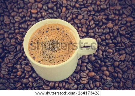 Coffee cup and beans - vintage effect style pictures