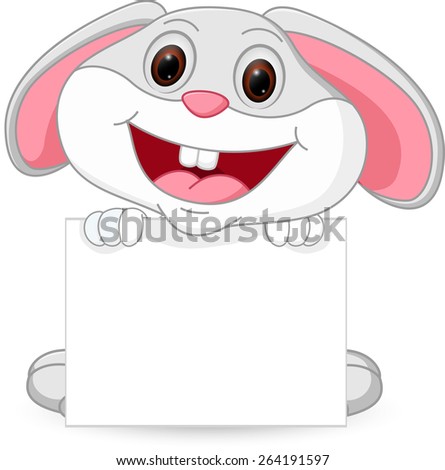 Cute rabbit cartoon with sign