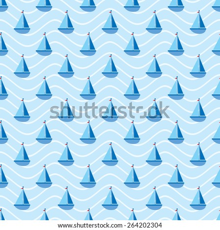 Seamless pattern with sailboats for design fabric,backgrounds, package, wrapping paper, covers, fashion