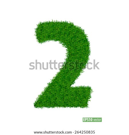 numbers from the green grass. isolated on white