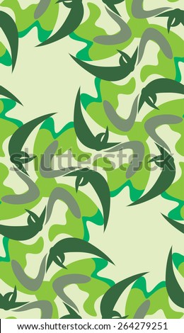 Seamless background pattern of abstract green leaves in circles