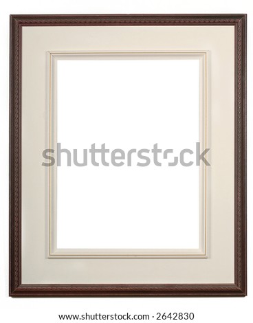 wooden dark picture frame on a white wall