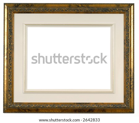 wooden and gold picture frame with a white interior