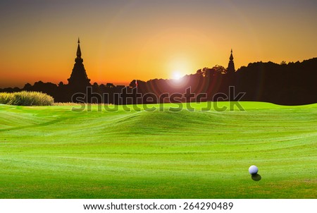 golf ball on green. Royalty-Free Stock Photo #264290489