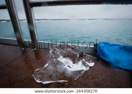 Beautiful cold landscape picture of icelandic glacier lagoon bay with ice and glacier, arctic landscape, antarctic landscape with melting glaciers, frozen lake, greenland