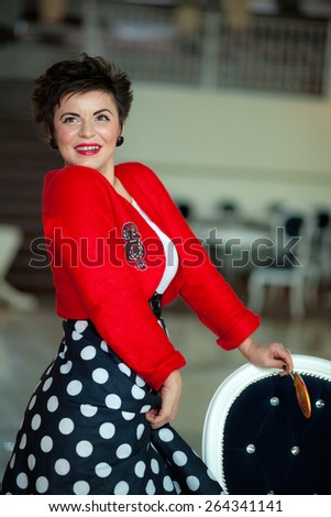 Photo session of an expressive,short haired, brunette woman 