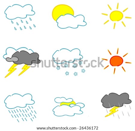 Weather icon set on white 1 - jpeg version.