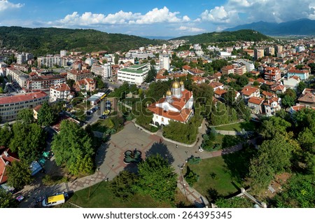Center of Dupnitsa town, Bulgaria panoramic view