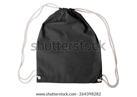 Drawstring pack template classic black isolated on white with clipping path Royalty-Free Stock Photo #264398282