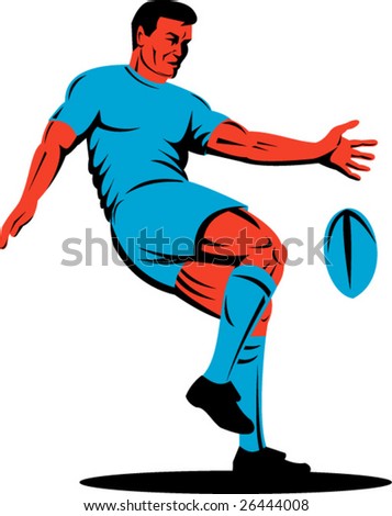 Rugby player kicking ball