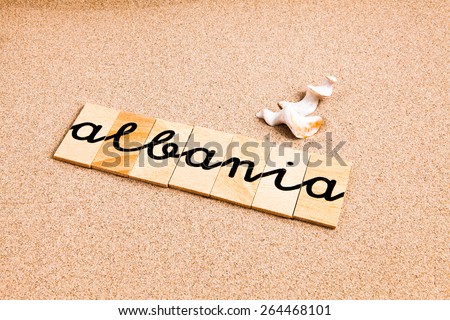 Words formed from small pieces of wood containing different letters in a irregular position, albania