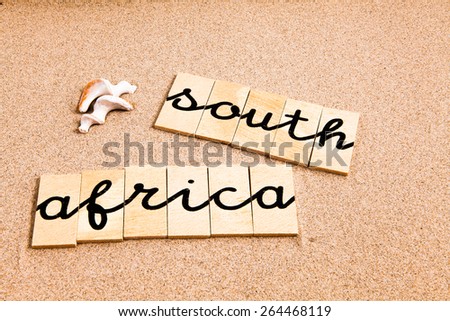 Words formed from small pieces of wood containing different letters in a irregular position, south africa