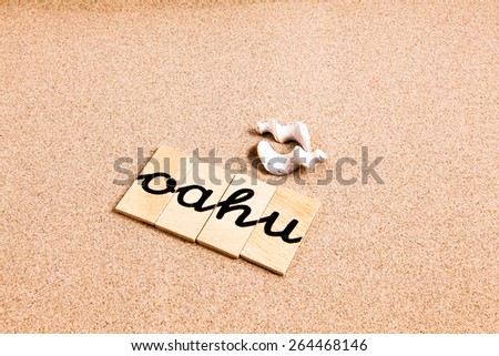 Words formed from small pieces of wood containing different letters in a irregular position, oahu