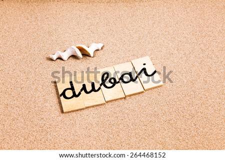 Words formed from small pieces of wood containing different letters in a irregular position, dubai