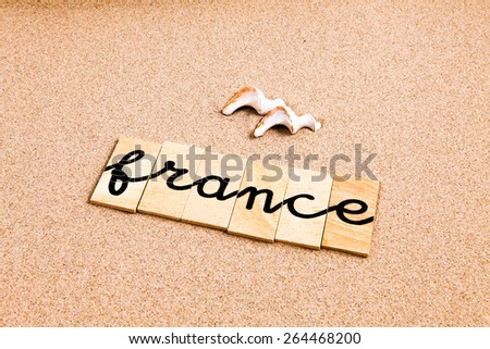 Words formed from small pieces of wood containing different letters in a irregular position, france