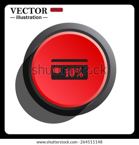 Red button start, stop. Discount label, icon, vector illustration. Flat design style 