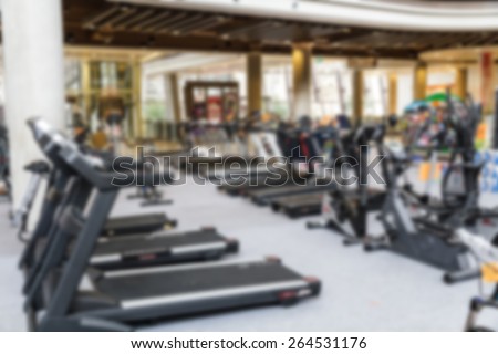 Defocused blur: Fitness buy in the shopping mall.