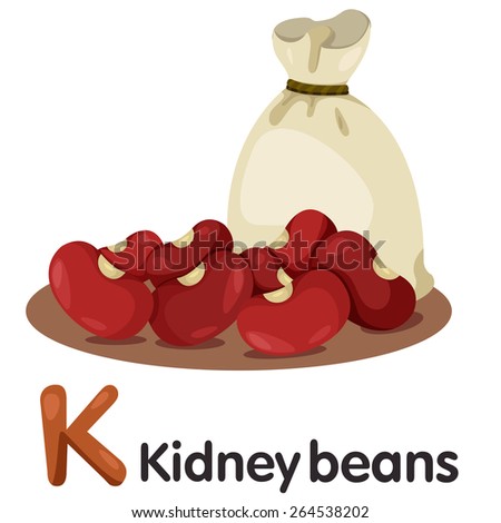 Illustration of k font with kidney beans 
