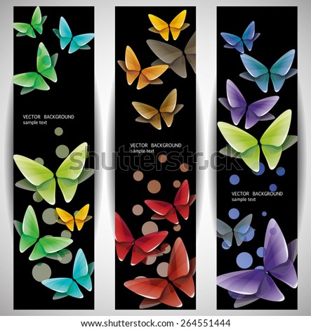 Butterfly on black vector banners