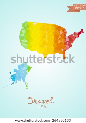 Poly map of USA isolated on background. Vector version.