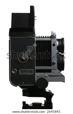 Vintage TLR medium format camera camera, Side view, on white