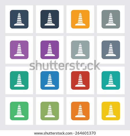 Very Useful Flat Icon of Traffic Cone with Different UI Colors. Eps-10.