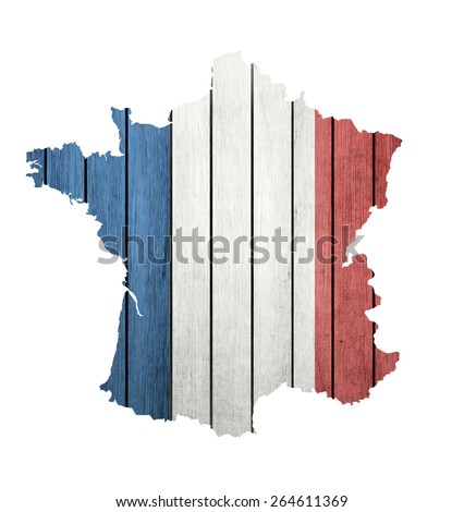 France Map With Wooden Flag On A White Background