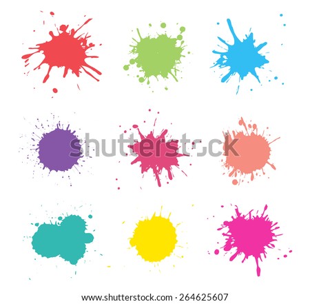 Colorful paint splat.Paint splashes set for design use.Abstract vector illustration. 