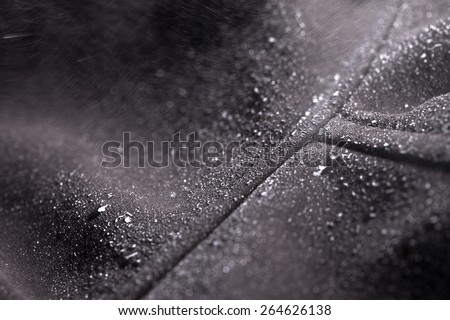 Waterproof textile fabric with rain drops Royalty-Free Stock Photo #264626138