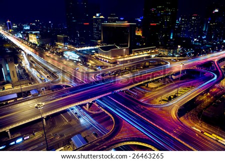 the night view of flyover in beijing  center