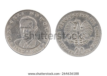 Old coin of Poland.twenty zloty.