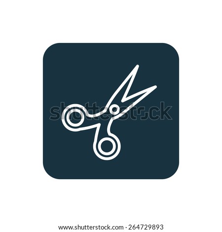 scissors icon Rounded squares button, on white background 