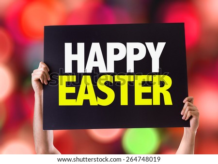 Happy Easter card with bokeh background