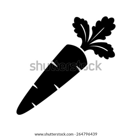 Cartoon Carrot Vegetable in black silhouette vector icon Royalty-Free Stock Photo #264796439
