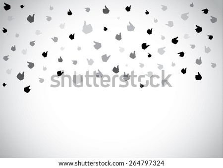 flying rain of thumbs up social media like with bright white background