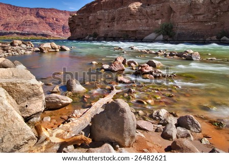  A picturesque site of the river Colorado current in state of Utah, the USA