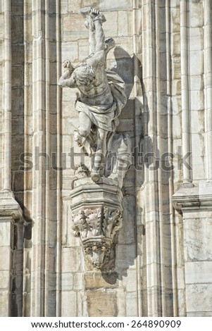 Milan Dome gothic Cathedral statue detail