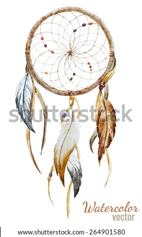 dream catcher, watercolor,feathers,, decoration
