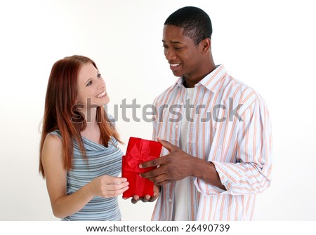 Attractive interracial couple enjoying each others company.