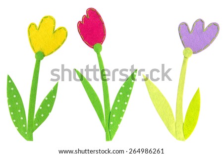 Colorful tulip set. Felt tulips.