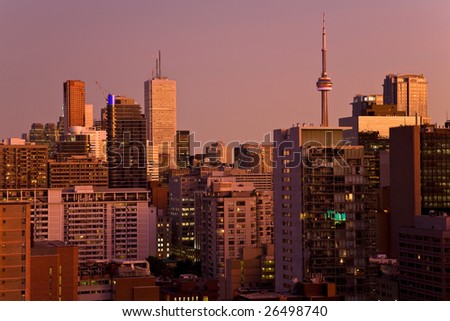 Downtown Toronto in sunset light