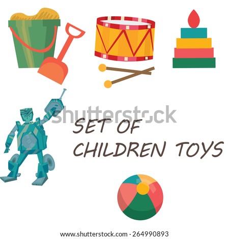 Set of different children toys