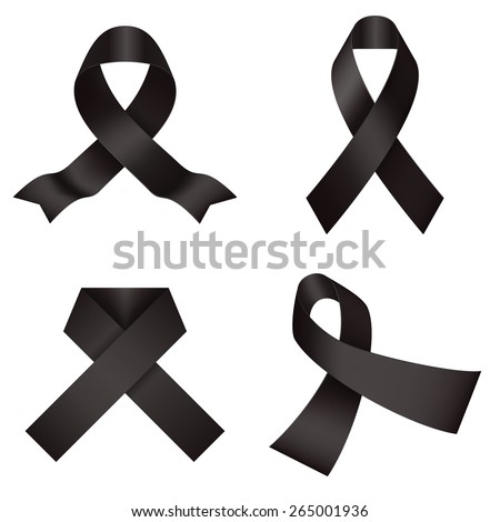 Black ribbons. Melanoma awareness ribbons