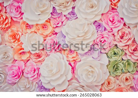 Colorful flowers paper background pattern Royalty-Free Stock Photo #265028063