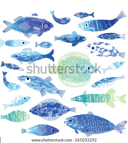 set of fish art