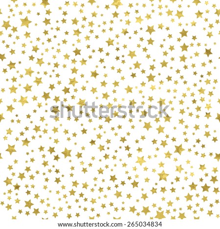 Abstract  white  modern seamless pattern with gold stars.   Vector illustration.Shiny background. Texture of gold foil.