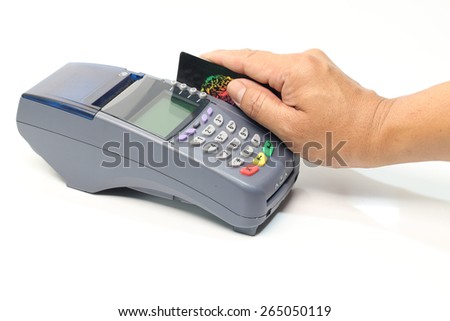 Credit card machine isolated on white background